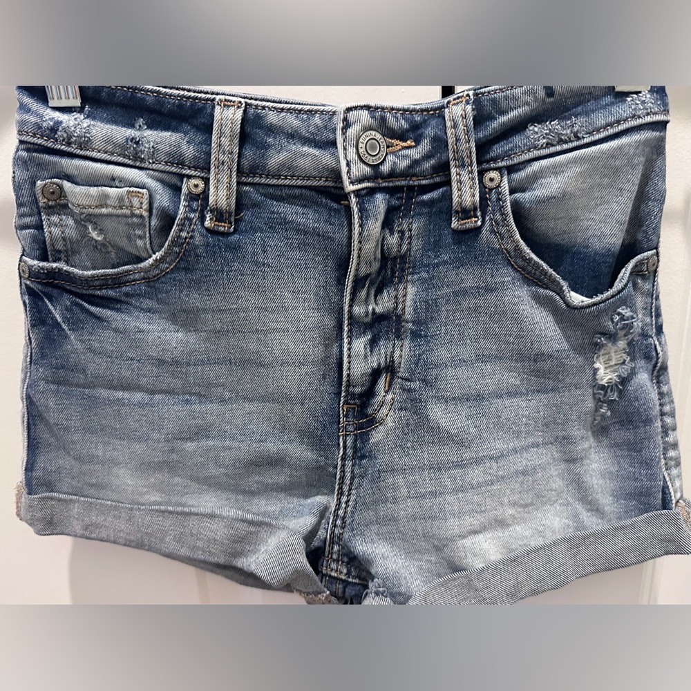 Nina Blue Distressed Denim Shorts